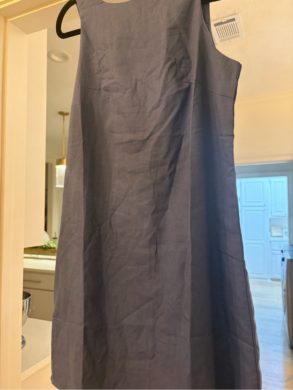 Thin dusty blue linen dress